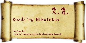 Kozáry Nikoletta névjegykártya